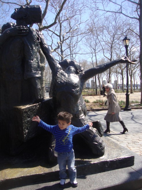 Little boy spread arms