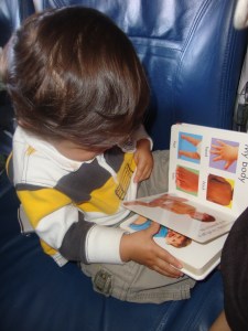 little boy with book