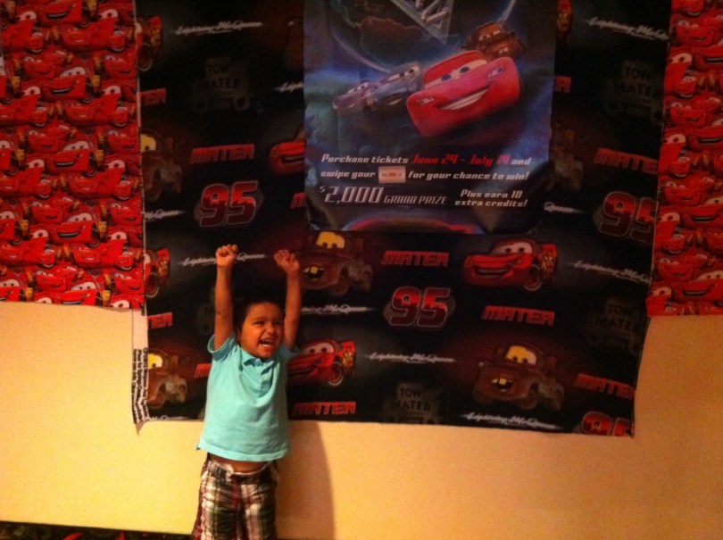 toddler cheering after movie