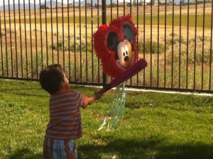little boy hits pinata