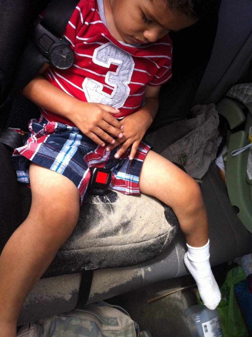 sand all over carseat