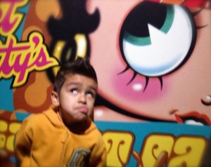 little boy being silly